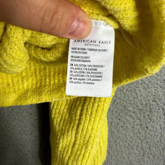American Eagle Sweater Womens Medium Yellow Hoodie Pullover Tie Waist Oversized - Picture 5 of 6
